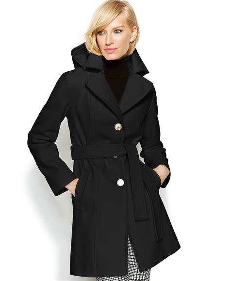 michael michael kors belted wool-blend coat|wool blend belted coat.